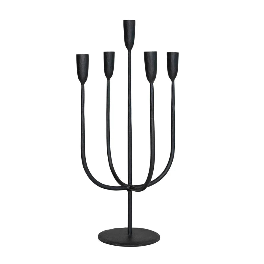 Black Hand-Forged Metal Candelabra