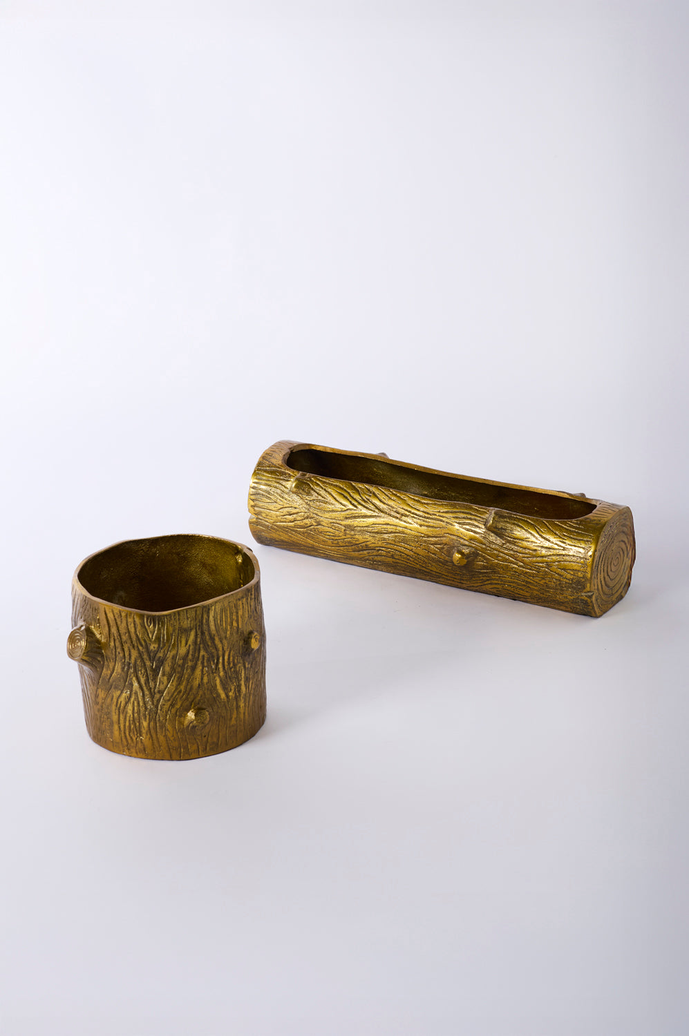 Antiqued Gold Bark Vessels